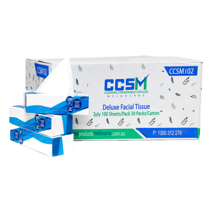 CCSM FACIAL TISSUES 2 PLY CTN 30 X 100 SHEETS ROCK