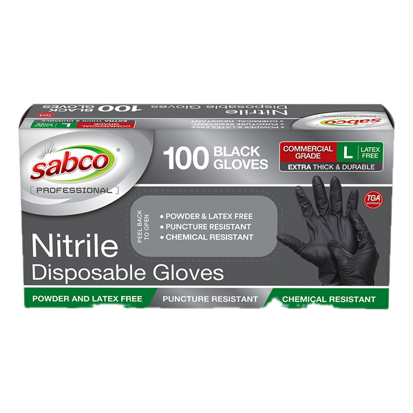 Sabco Nitrile Disposable Gloves Black 100pk