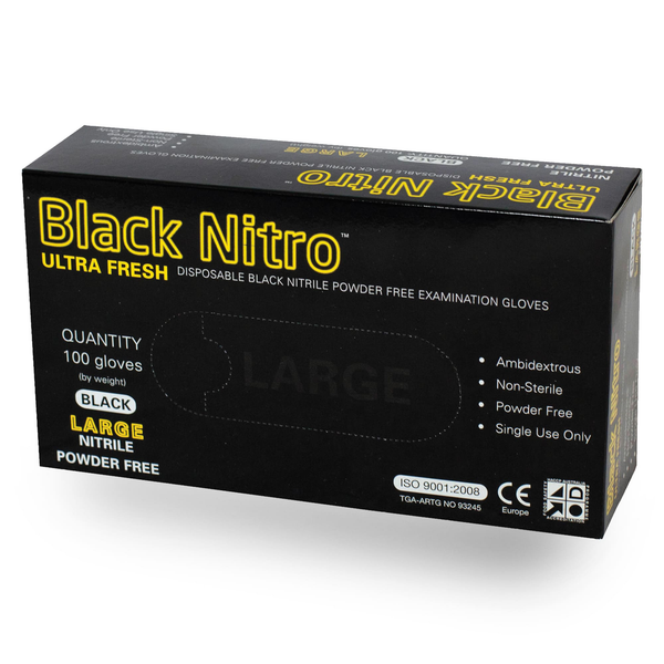 Ultra Fresh Black Nitro Disposable Nitrile Powder Free Examination Gloves