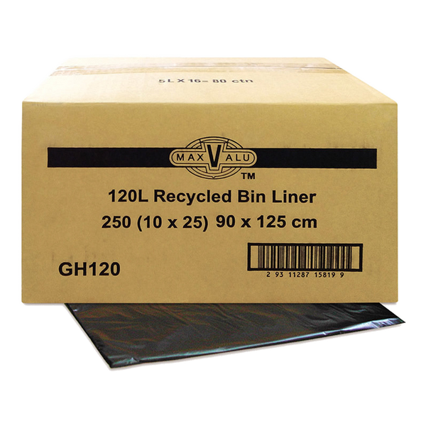120 LT BLACK BIN LINER 250 PCS 10 PACKS X 25PCS